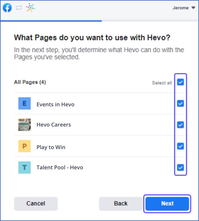 Instagram Business to Redshift: Choosing Facebook Pages from your Account | Hevo Data